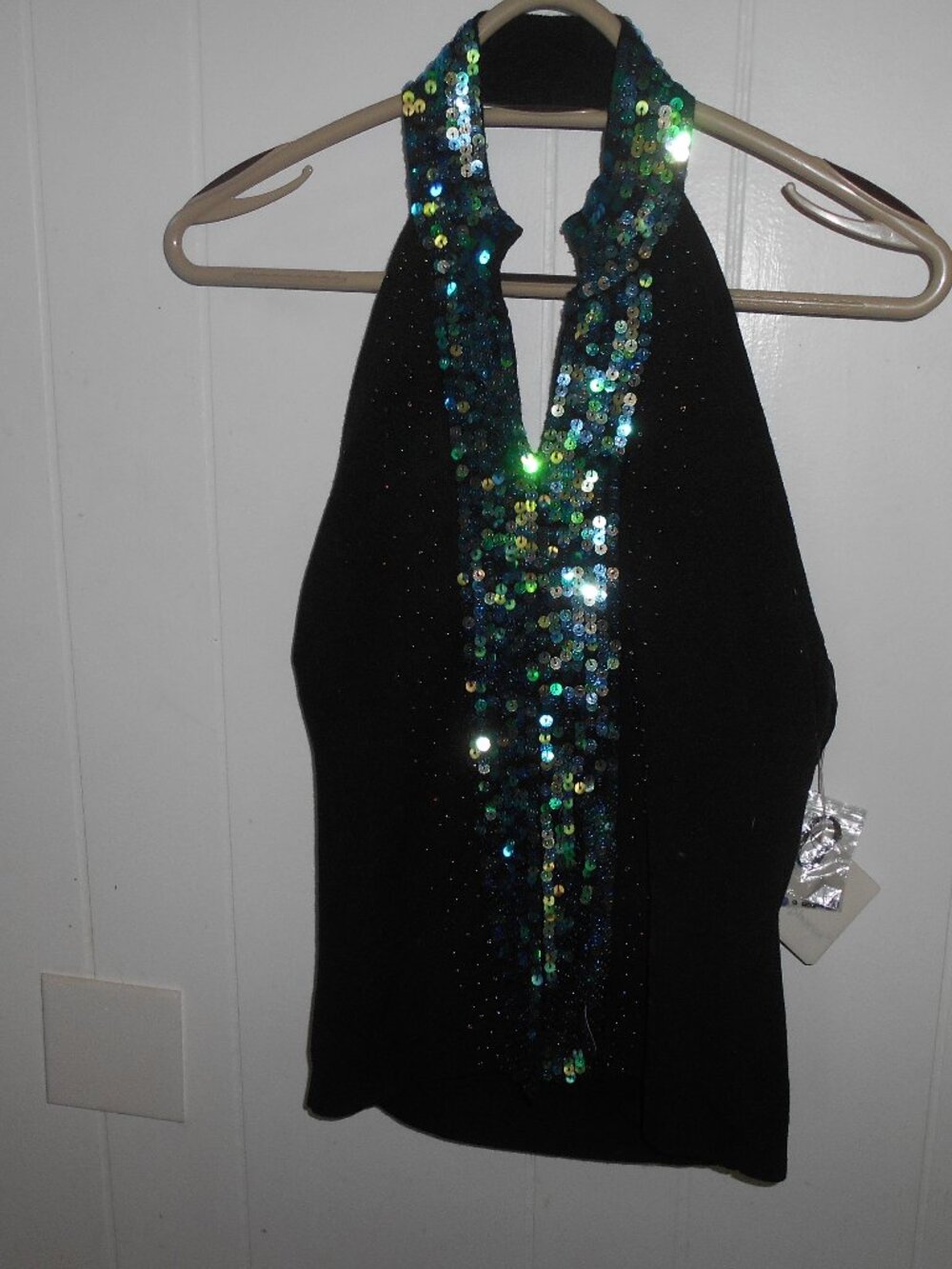 Halter Top with Sequins & Beads-Large-NWT